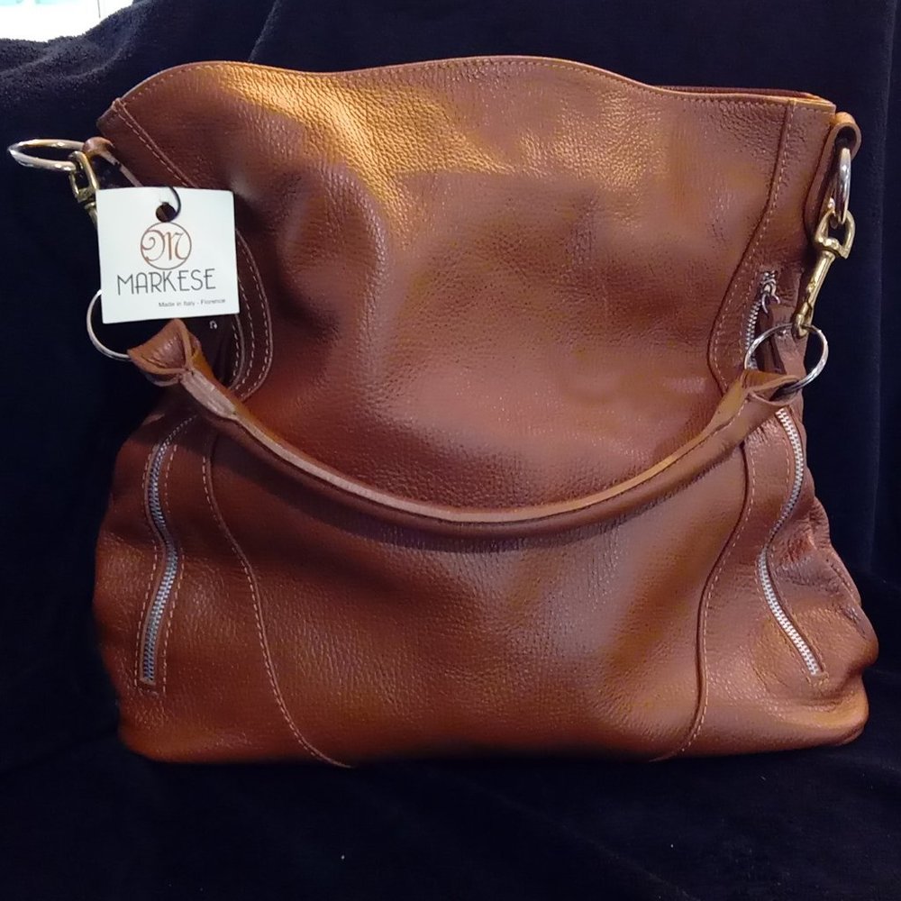 SOLD - Markese Italian Leather Shoulder Tote Purse